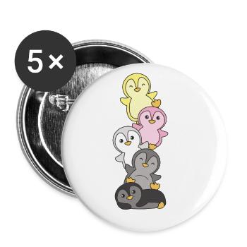 queerplatonic drapeau fierté lgbtq mignon pingouin - Lot de 5 grands badges (56 mm) - blanc - Devant