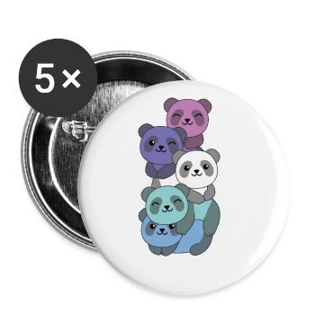 Spectrasexual Drapeau Pride LGBTQ Panda mignon - Lot de 5 grands badges (56 mm) - blanc - Devant