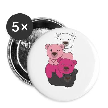 Transfem Flag Pride LGBTQ Ours mignon - Lot de 5 grands badges (56 mm) - blanc - Devant