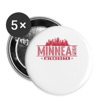 Minneapolis Stadt im Bundesstaat Minnesota - Buttons groß 56 mm (5er Pack) - Weiß - Vorne