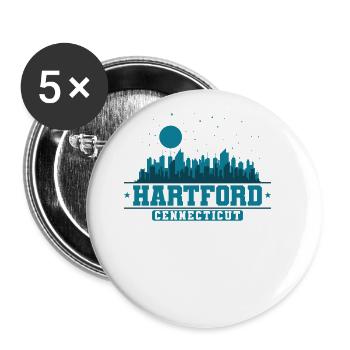Hartford, Connecticut city in the USA - Buttons large 2.2''/56 mm (5-pack) - white - Front