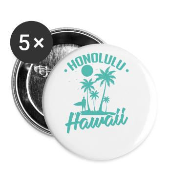 Honolulu, une ville de l’État d’Hawaï aux États-Unis - Lot de 5 grands badges (56 mm) - blanc - Devant