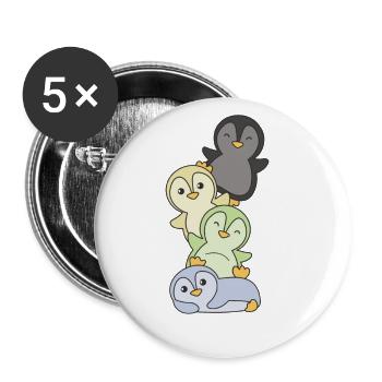 cassgender Flag Pride LGBTQ süße Pinguin - Buttons groß 56 mm (5er Pack) - Weiß - Vorne