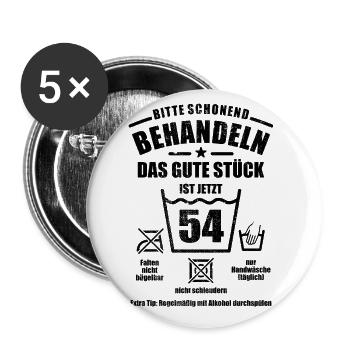 Schonend behandeln - 54. Geburtstag Geschenk - Buttons groß 56 mm (5er Pack) - Weiß - Vorne