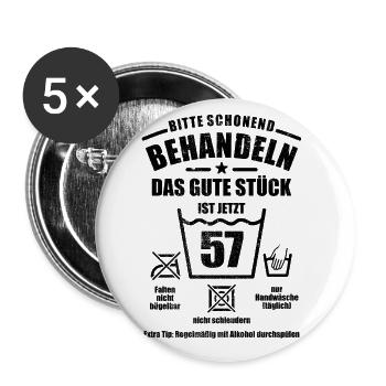 Schonend behandeln - 57. Geburtstag Geschenk - Buttons groß 56 mm (5er Pack) - Weiß - Vorne