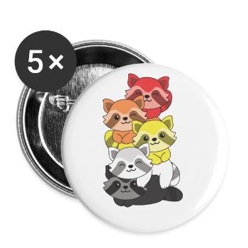 Lithsexual Flag Pride LGBTQ Cute Raccoon - Buttons large 2.2''/56 mm (5-pack) - white - Front