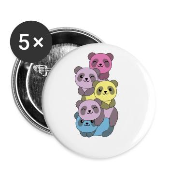 aporagender Flag Pride LGBTQ süße Panda - Buttons groß 56 mm (5er Pack) - Weiß - Vorne