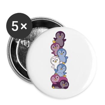 Drapeau non conforme Pride LGBTQ Pingouin mignon - Lot de 5 grands badges (56 mm) - blanc - Devant