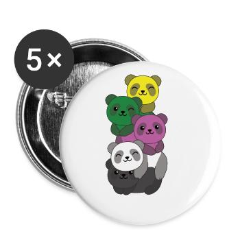 Ceterosexuell Flag Pride LGBTQ süße Panda - Buttons groß 56 mm (5er Pack) - Weiß - Vorne