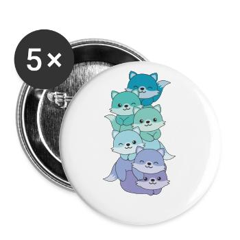 Neptunic Flag Pride LGBTQ Cute Fox Stack - Buttons large 2.2''/56 mm (5-pack) - white - Front