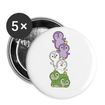 Genderqueer Flag Pride LGBTQ süße Pinguin - Buttons groß 56 mm (5er Pack) - Weiß - Vorne