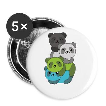 quiosexuell Flag Pride LGBTQ süße Panda - Buttons groß 56 mm (5er Pack) - Weiß - Vorne