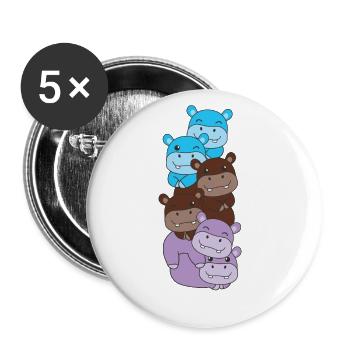 androsexuell Flag Pride LGBTQ süße Hippo - Buttons groß 56 mm (5er Pack) - Weiß - Vorne