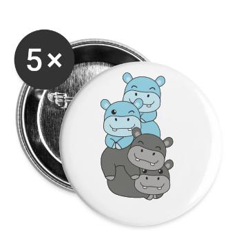 Autosexuell Flag Pride LGBTQ süße Hippo - Buttons groß 56 mm (5er Pack) - Weiß - Vorne