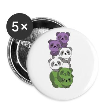 Genderqueer Flag Pride LGBTQ süße Panda - Buttons groß 56 mm (5er Pack) - Weiß - Vorne