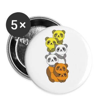 Maverique Flag Pride LGBTQ süße Panda - Buttons groß 56 mm (5er Pack) - Weiß - Vorne