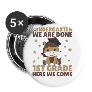 Kids Kindergarten graduate horse 1st grade - Buttons large 2.2''/56 mm (5-pack) - white - Front