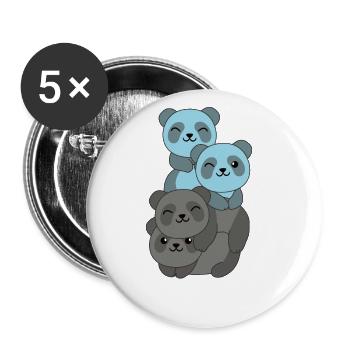 Autosexuell Flag Pride LGBTQ süße Panda - Buttons groß 56 mm (5er Pack) - Weiß - Vorne