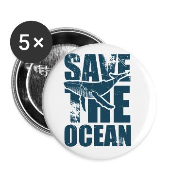 Save the ocean - Whale - Humpback Whale - Gift - Buttons large 2.2''/56 mm (5-pack) - white - Front