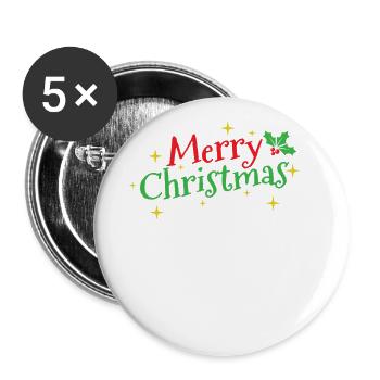 Merry Christmas Weihnachten - Buttons large 2.2''/56 mm (5-pack) - white - Front