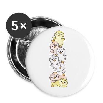 Pangender Flag Pride LGBTQ Cute Penguin Stack - Buttons large 2.2''/56 mm (5-pack) - white - Front