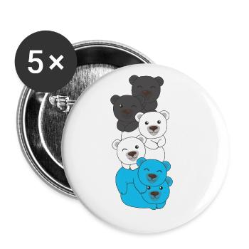Mascic Flag Pride LGBTQ Ours mignon - Lot de 5 grands badges (56 mm) - blanc - Devant