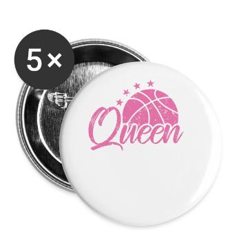 Queen Basketball Frauen - Buttons groß 56 mm (5er Pack) - Weiß - Vorne