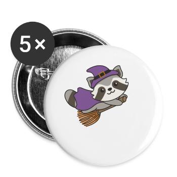 Raccoon Halloween Witch Kids Witches Costume - Buttons large 2.2''/56 mm (5-pack) - white - Front