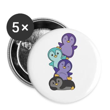 alexigender Flag Pride LGBTQ süße Pinguin - Buttons groß 56 mm (5er Pack) - Weiß - Vorne