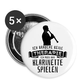 Ich brauche keine Therapie - Klarinette - Musik - Buttons groß 56 mm (5er Pack) - Weiß - Vorne