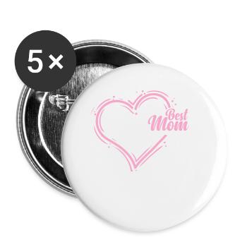 Meilleure maman pour la fête des mères - Lot de 5 grands badges (56 mm) - blanc - Devant