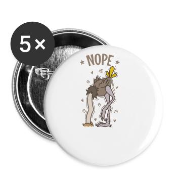 Nope Ostrich Head in the Sand Ratite - Buttons large 2.2''/56 mm (5-pack) - white - Front