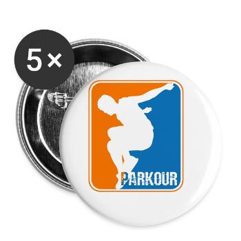 Parkour Sport Logo - Buttons large 2.2''/56 mm (5-pack) - white - Front
