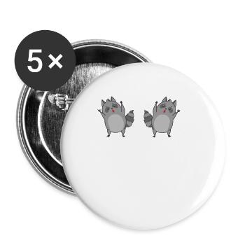 Raccoons dancing - Buttons large 2.2''/56 mm (5-pack) - white - Front