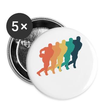 Retro Football Sport Spieler - Buttons groß 56 mm (5er Pack) - Weiß - Vorne