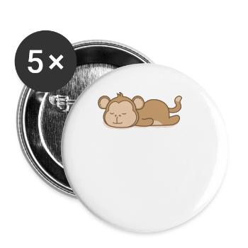 Schlafender Affe - Buttons groß 56 mm (5er Pack) - Weiß - Vorne