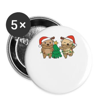 Otter Christmas Winter Animals Otter - Buttons large 2.2''/56 mm (5-pack) - white - Front