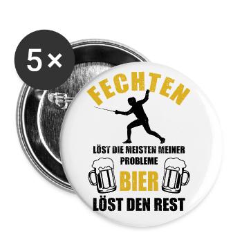 Fechten löst meine Probleme - Bier Spruch - Buttons groß 56 mm (5er Pack) - Weiß - Vorne