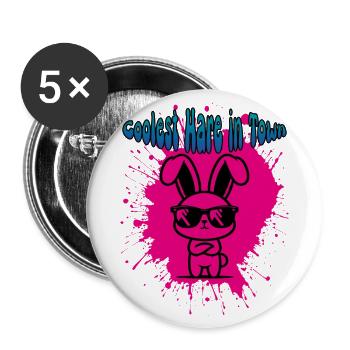 Lapin le plus cool de la ville Lapin de dessin animé avec des lunettes - Lot de 5 grands badges (56 mm) - blanc - Devant