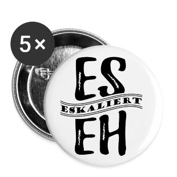 Es eskaliert eh - Party - Urlaub - JGA - Buttons groß 56 mm (5er Pack) - Weiß - Vorne