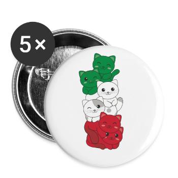 italienische flagge Katze italienisch Italien - Buttons groß 56 mm (5er Pack) - Weiß - Vorne