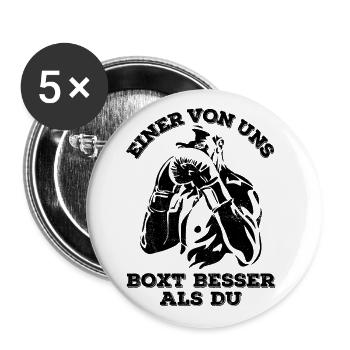 Boxen - einer von uns boxt besser als du - Buttons groß 56 mm (5er Pack) - Weiß - Vorne