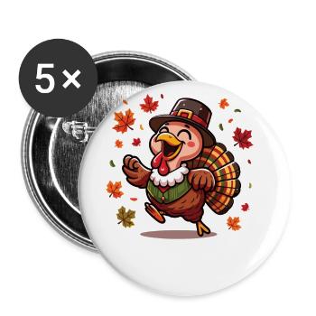 Happy Thanksgiving Turkey Fall - Buttons large 2.2''/56 mm (5-pack) - white - Front