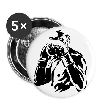 Boxen, Kampfsport, Boxtraining - Buttons groß 56 mm (5er Pack) - Weiß - Vorne