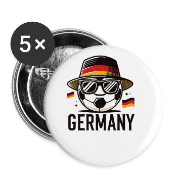 Soccer Ball with Germany Flag Funny Ball - Buttons large 2.2''/56 mm (5-pack) - white - Front