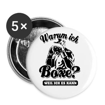 Warum ich Boxe? Weil ich es kann - Spruch - Buttons groß 56 mm (5er Pack) - Weiß - Vorne