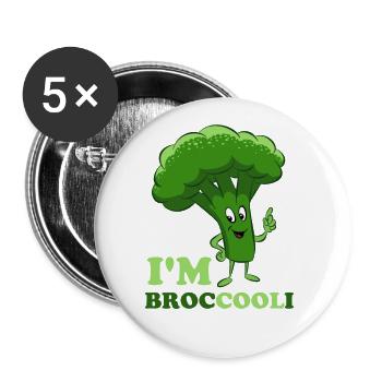I'm Cool - broccoli, vegetables, vegetarian, vegan - Buttons large 2.2''/56 mm (5-pack) - white - Front
