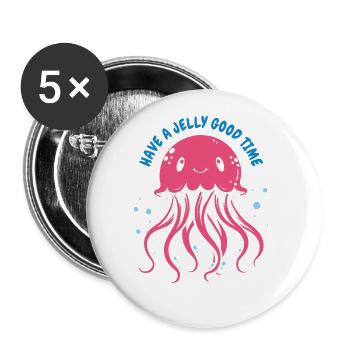 Have a jelly good time - Jellyfish with tentacles - Buttons large 2.2''/56 mm (5-pack) - white - Front