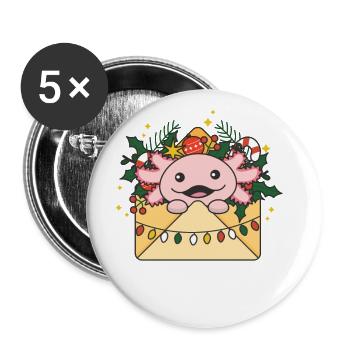 Axolotl Christmas Letter Winter Animals Axolotls - Buttons large 2.2''/56 mm (5-pack) - white - Front