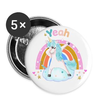 Einhorn - Buttons groß 56 mm (5er Pack) - Weiß - Vorne